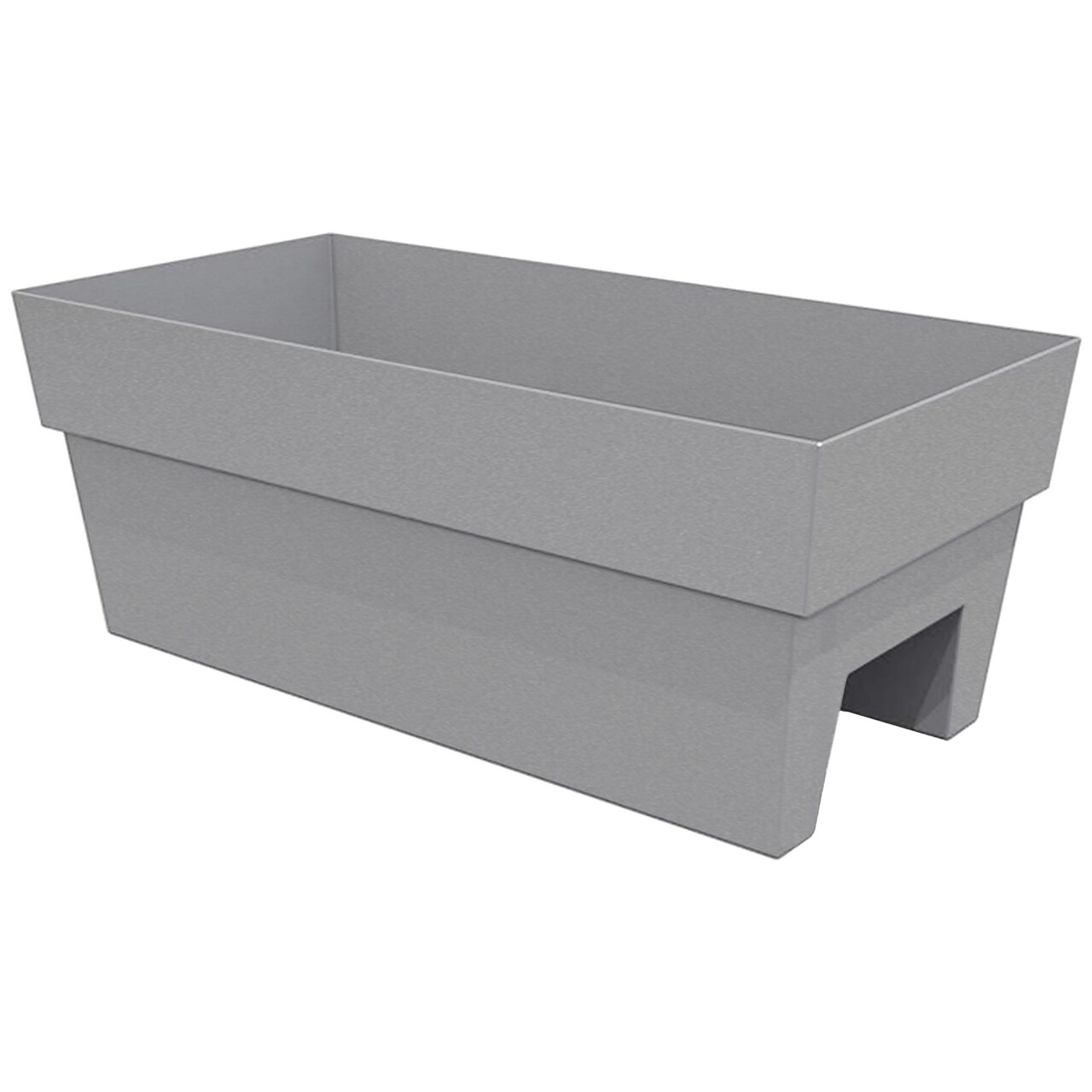 Bloem Finley Deck Rail Rectangle Planter: 24" - Cement - Matte Finish, Fits Rail Sizes 3"-6", 100% Recycled Plastic Box, For Indoor and Outdoor Use, Gardening, 7.5 Gallon Capacity